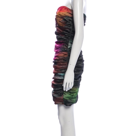 Nicole Miller Ruched Strapless Mini Drsss - Picture 2 of 3